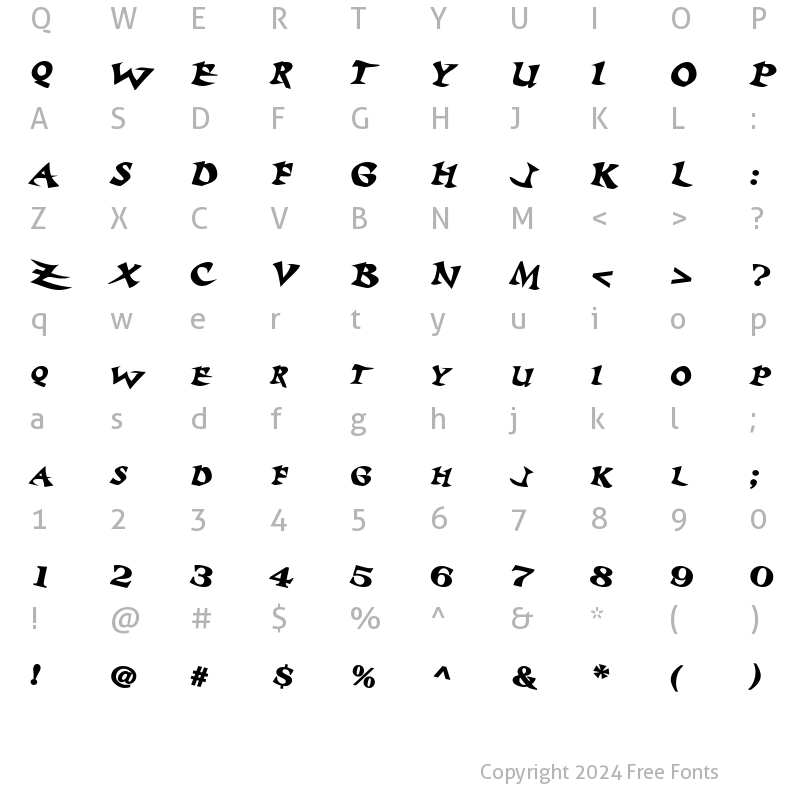 Character Map of Baratz BoldItalic