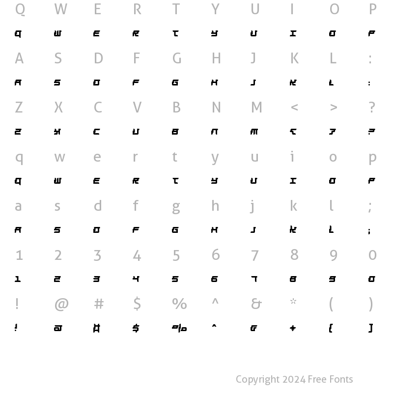 Character Map of Barbarella Regular