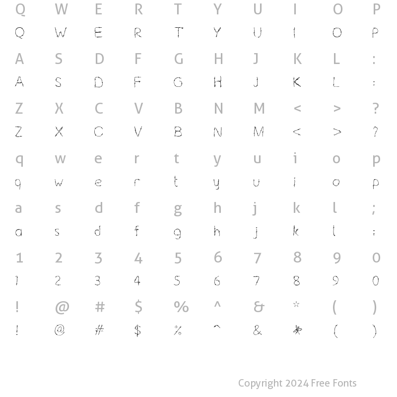 Character Map of Barbaric Regular