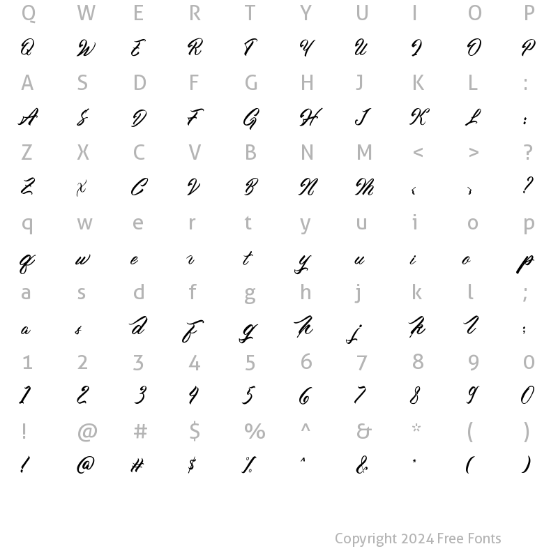 Character Map of Barbassy Regular