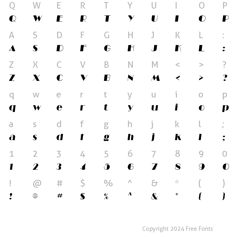 Character Map of Barbe Display SSi Italic