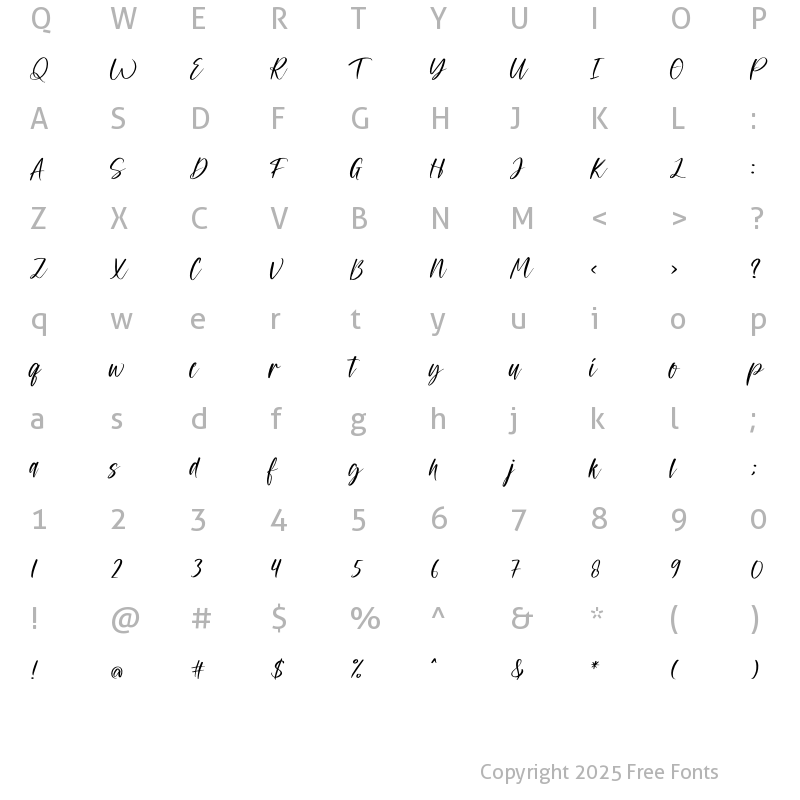 Character Map of Barbeca Script Regular