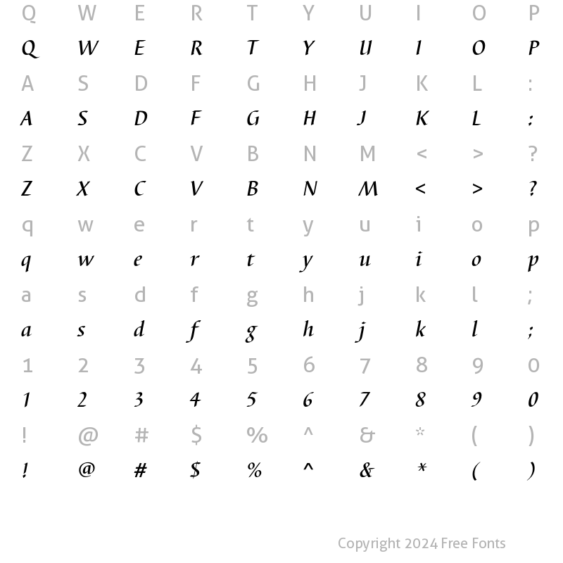 Character Map of BarbedorEF Medium Italic