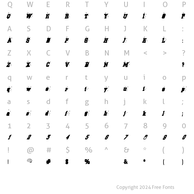 Character Map of Barbs Typewriter Medium