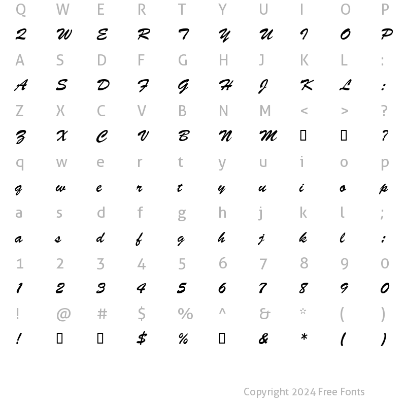 Character Map of BarcBrushDB Bold