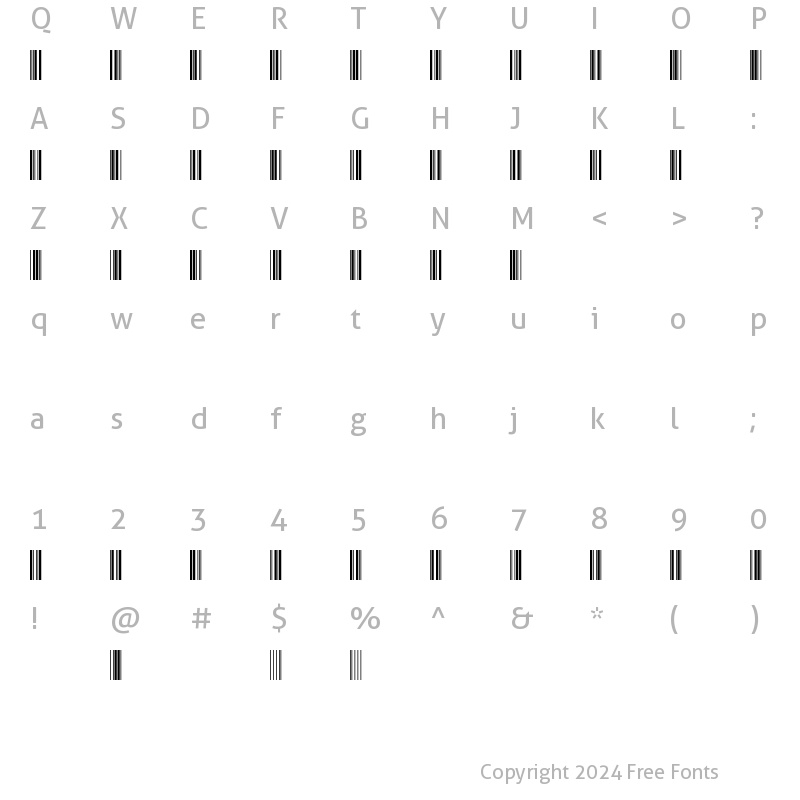 Character Map of barcod39 Regular