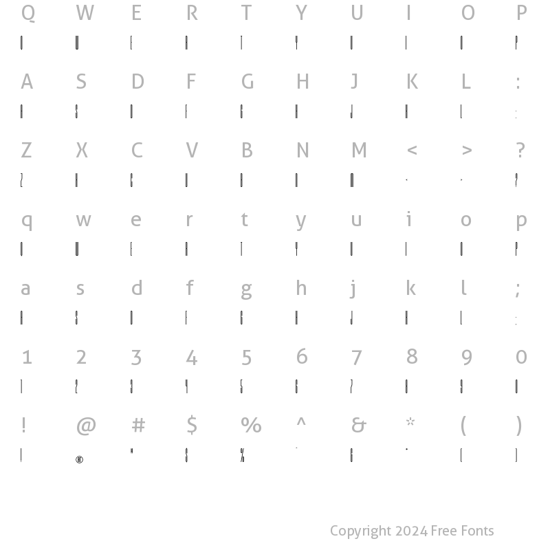 Character Map of Barcode Three Regular