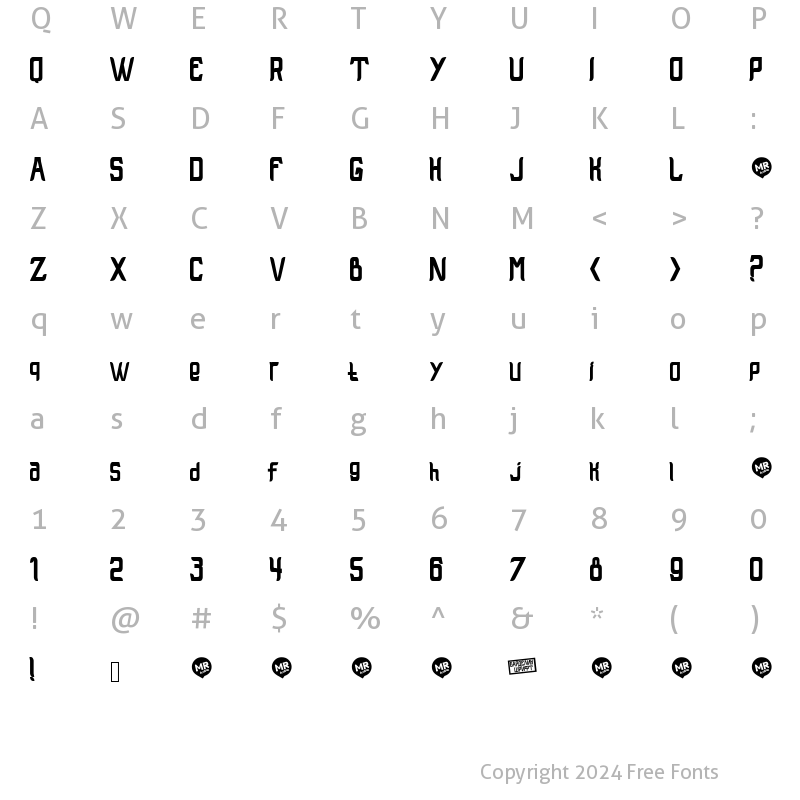 Character Map of Bardelin Regular