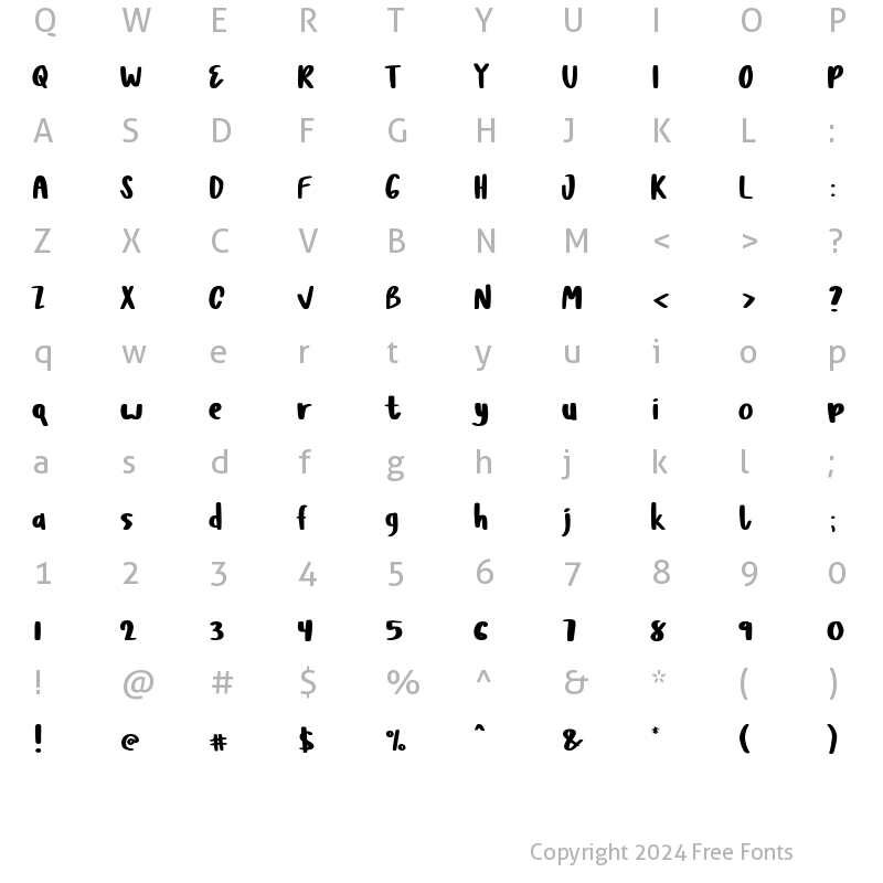 Character Map of Barela Regular