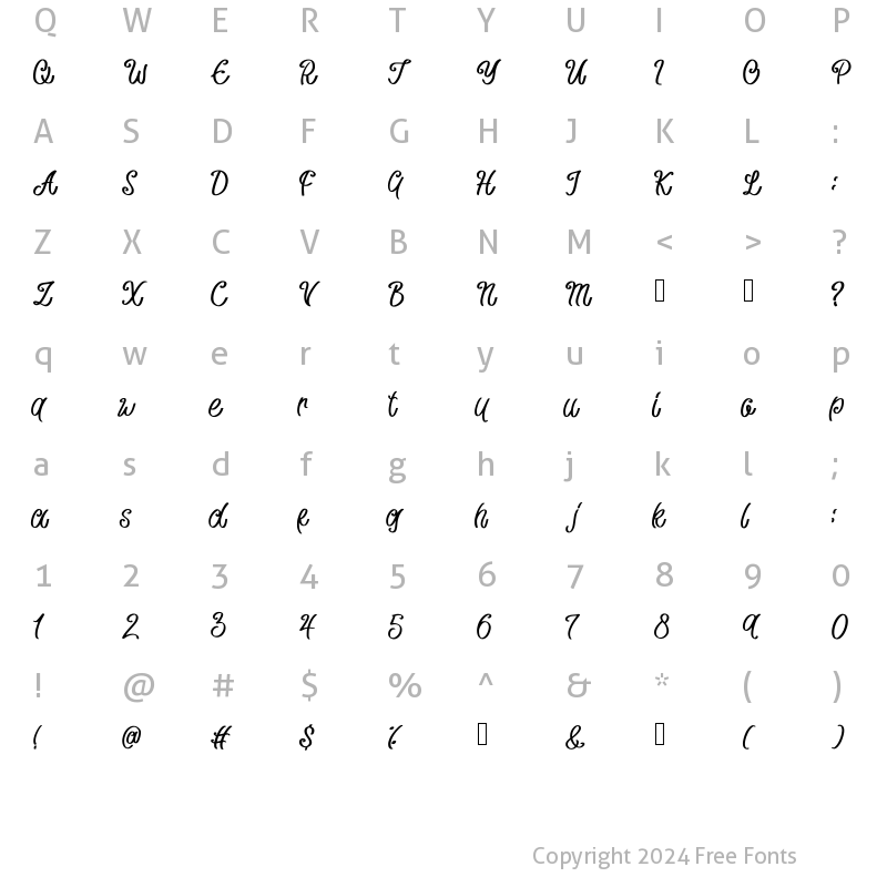 Character Map of Barelang Regular