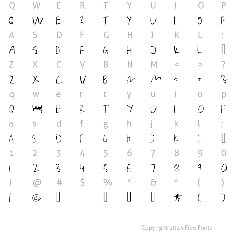 Character Map of Barely Manilow Regular