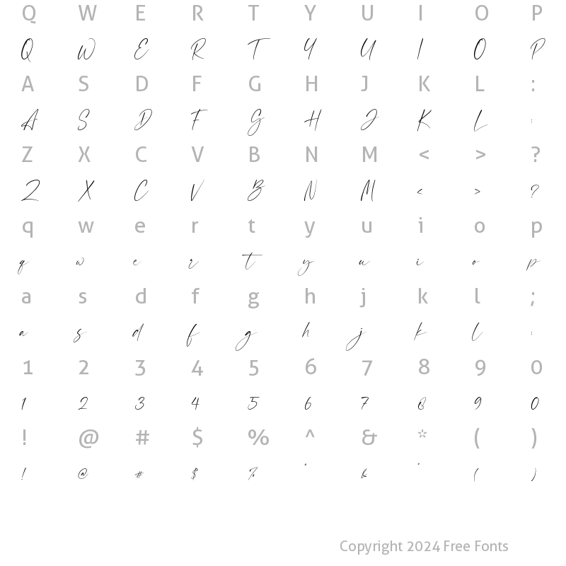 Character Map of Baremila Regular