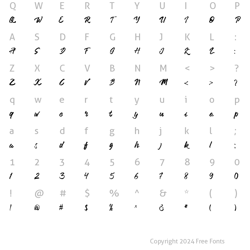 Character Map of Barens Regular