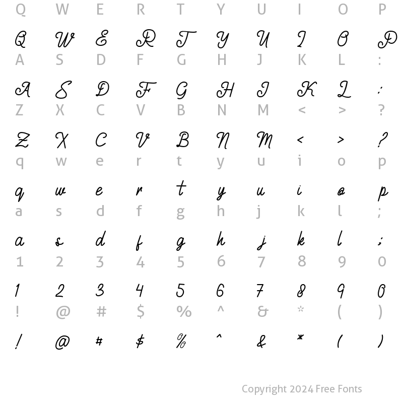 Character Map of Bareta Regular