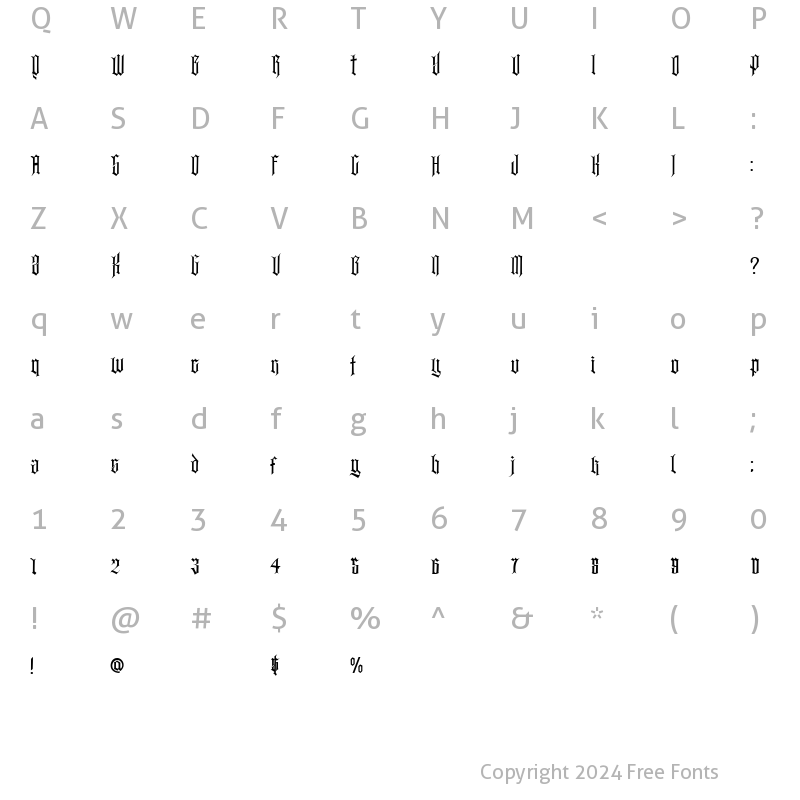 Character Map of Barisone Regular