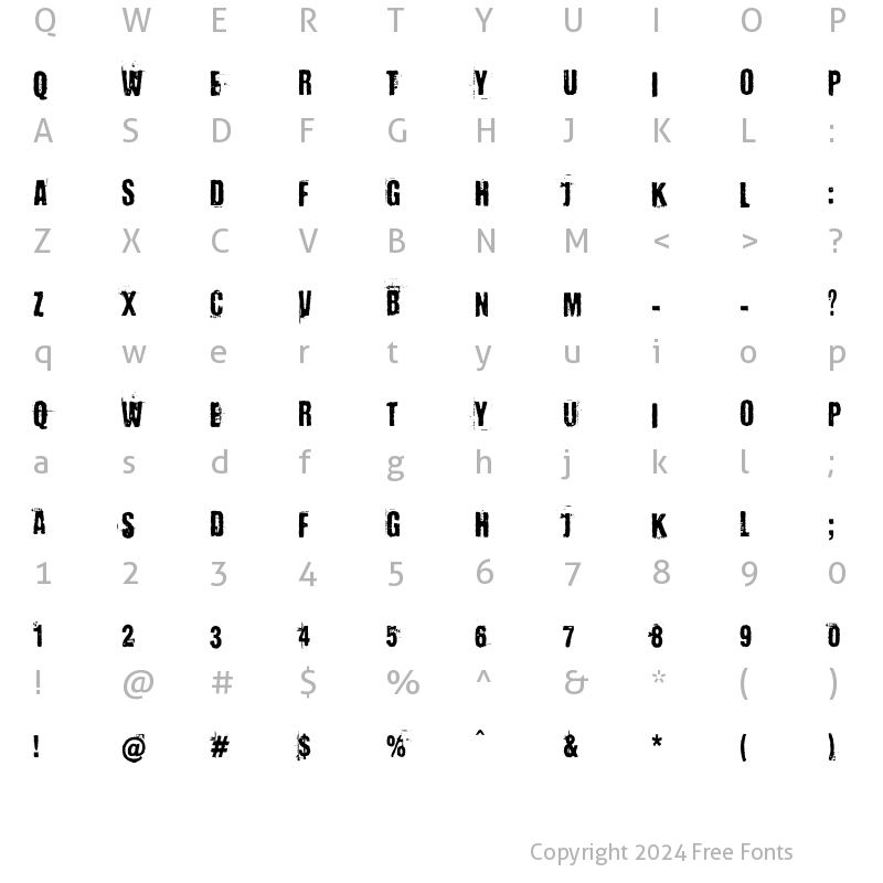 Character Map of Baron Kuffner Regular