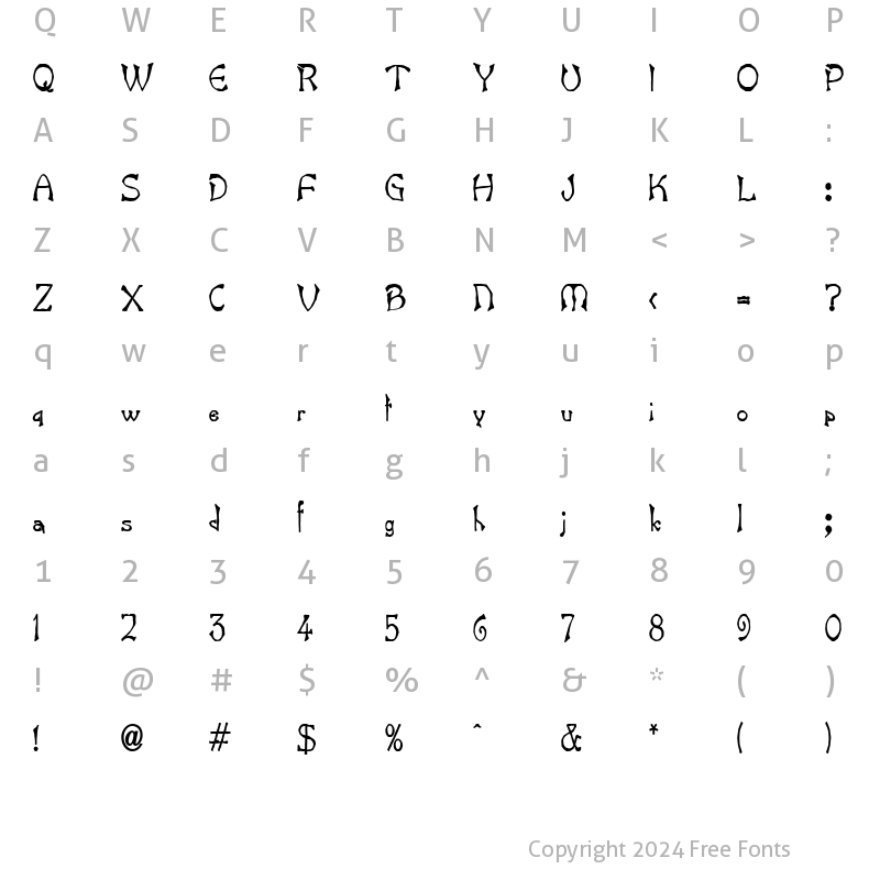 Character Map of Bart Thin Bold