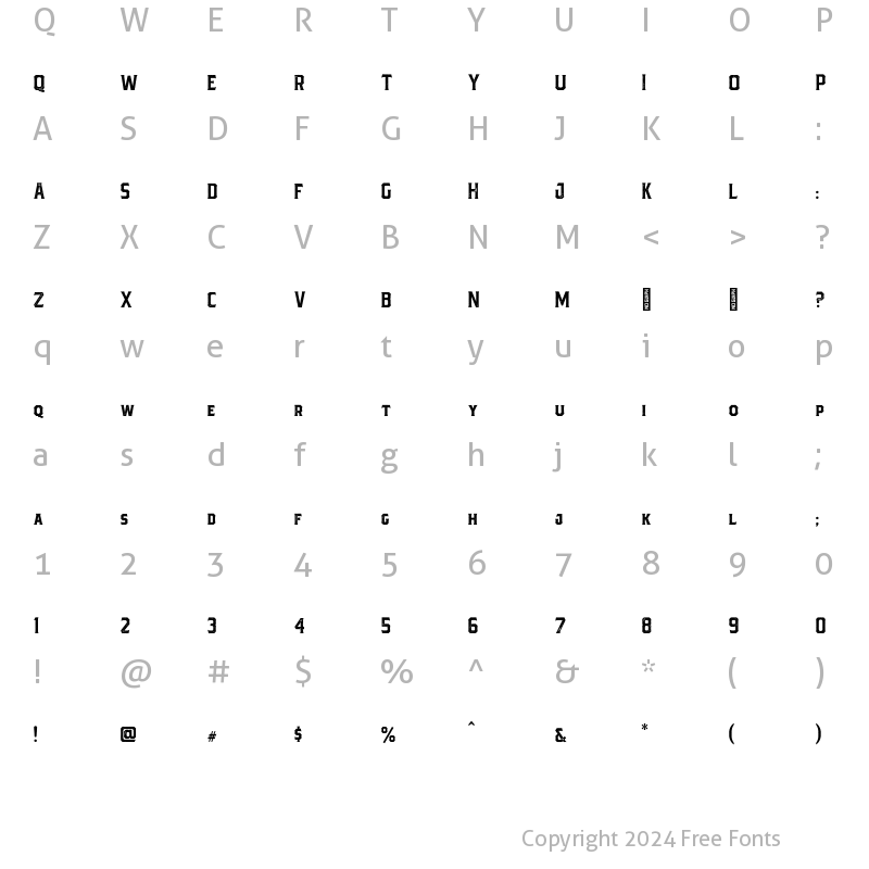 Character Map of Bartender Serif Letterpress