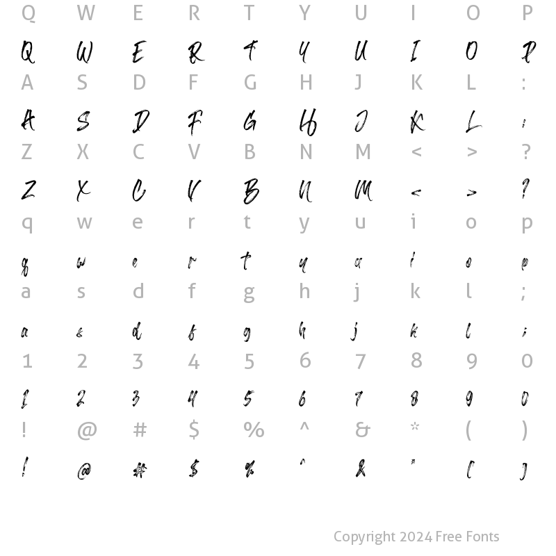 Character Map of Barttony Regular