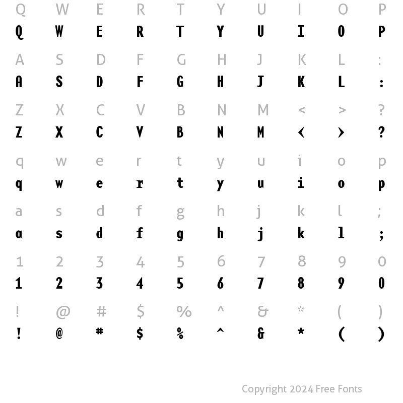 Character Map of BaseMono-Narrow Bold