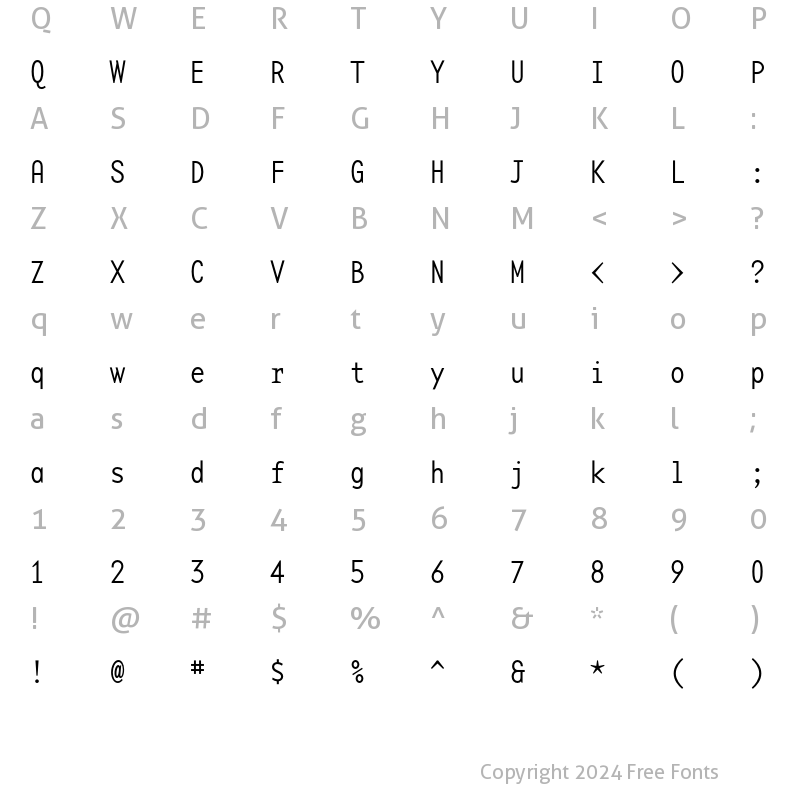 Character Map of BaseMono NarrowThin Regular