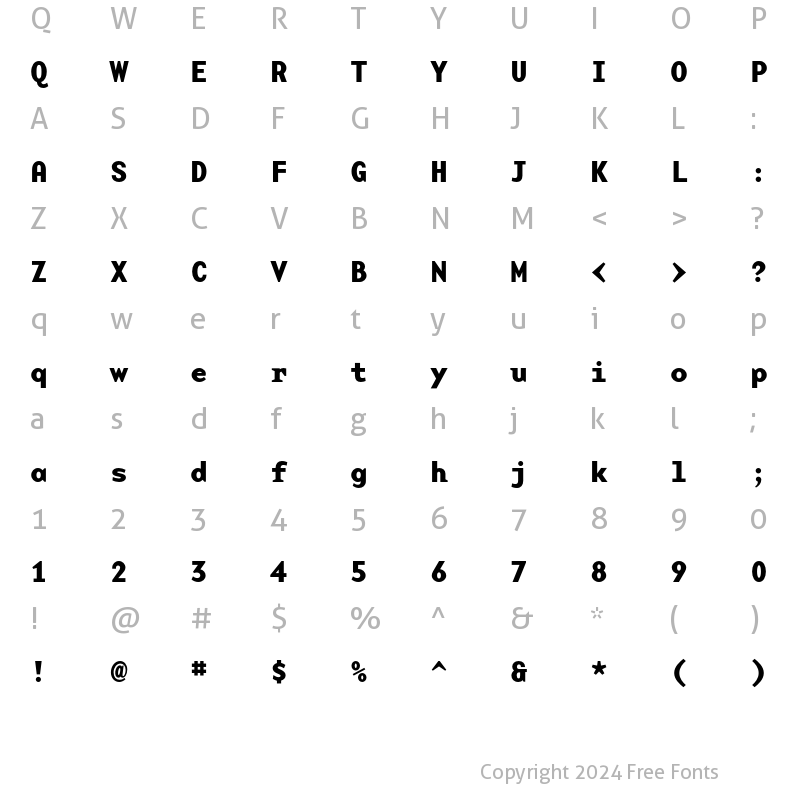 Character Map of BaseMono Wide Bold