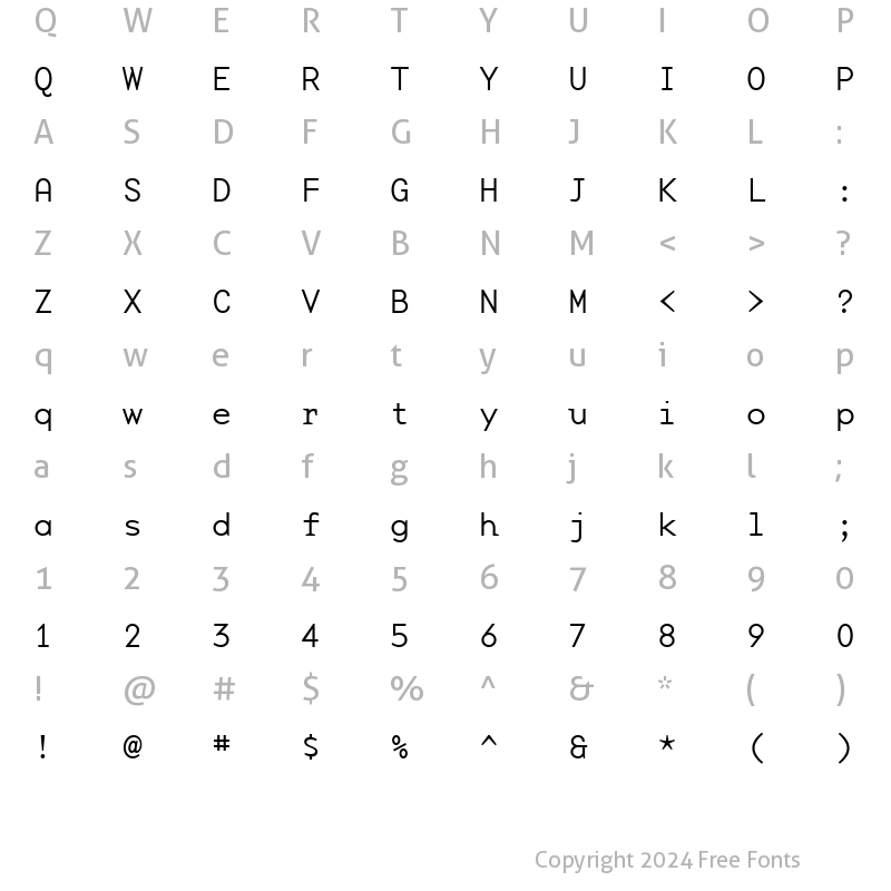 Character Map of BaseMonoWideThin Regular