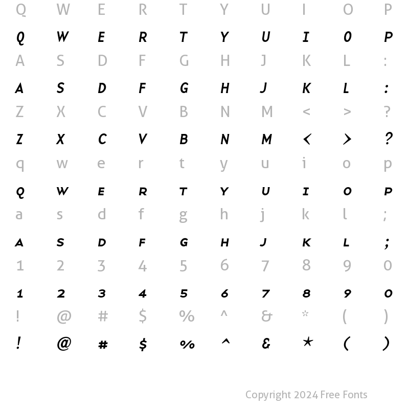 Character Map of BaseNine SCI Regular