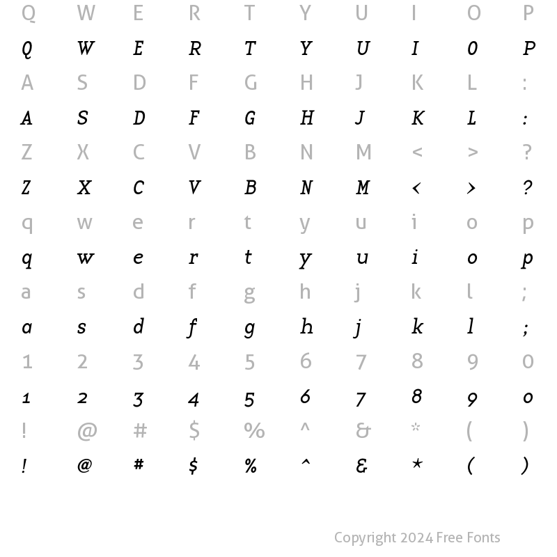 Character Map of BaseTwelve SerifI Regular