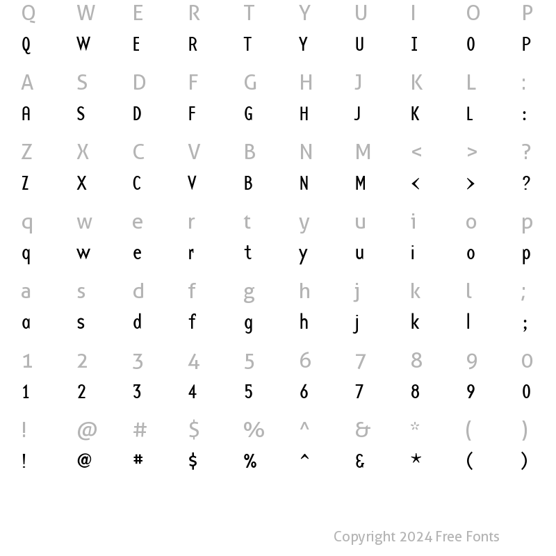 Character Map of BaseTwelveSans Roman