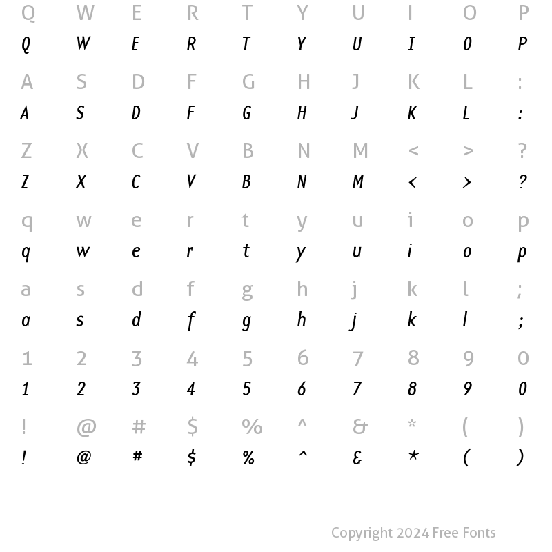 Character Map of BaseTwelveSansI Roman