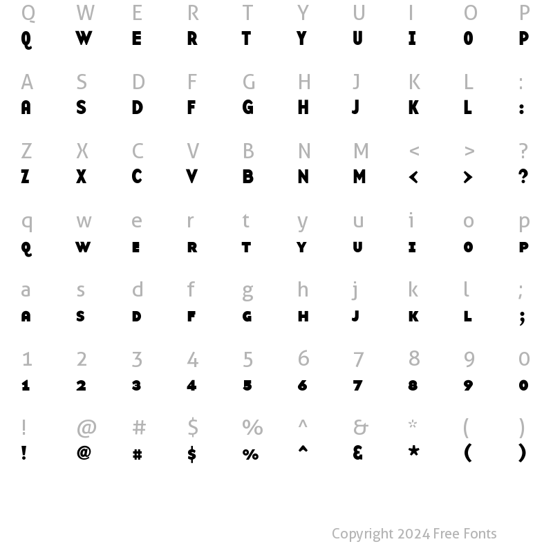 Character Map of BaseTwelveSansSCB Roman