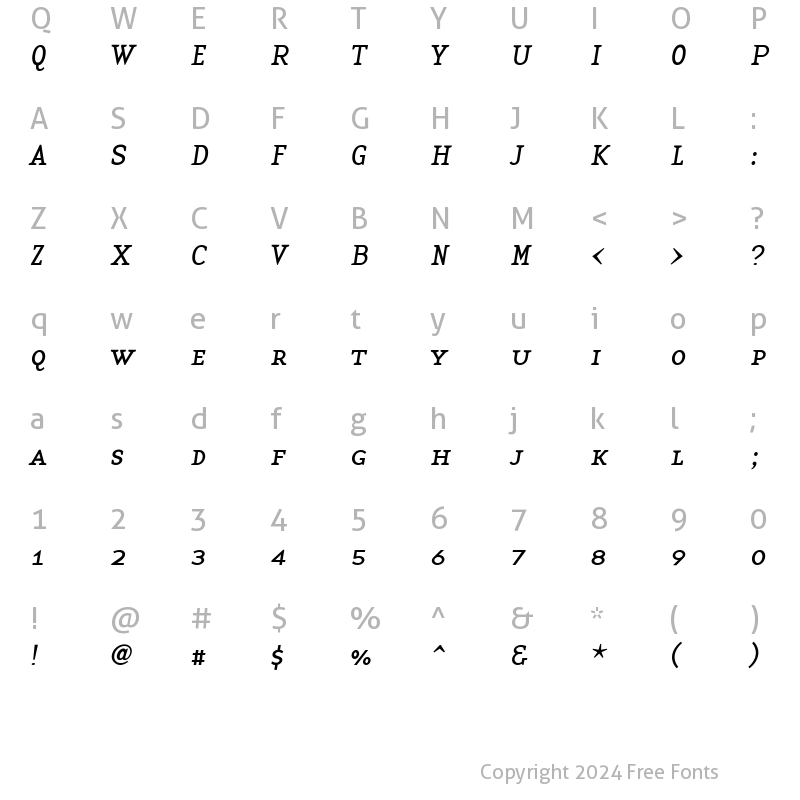 Character Map of BaseTwelveSerifSCI Roman