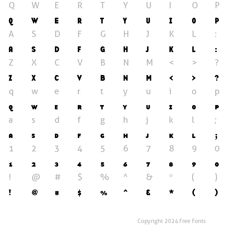 Character Map of BaseTwSansSmallCaps Bold