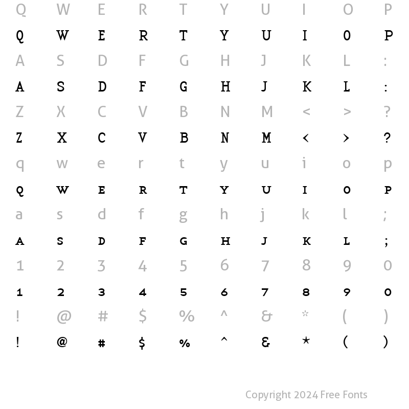 Character Map of BaseTwSerifSmallCaps Regular