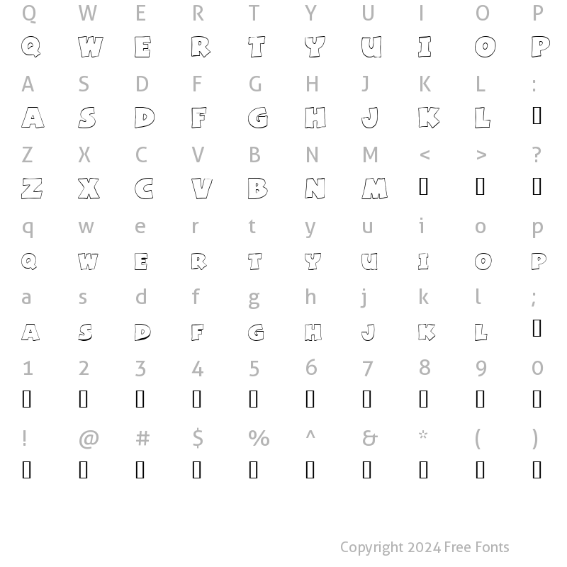 Character Map of Basic Font Regular