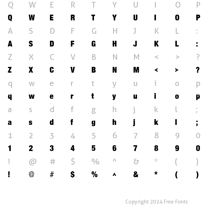 Character Map of Basic Sans Heavy SF Bold