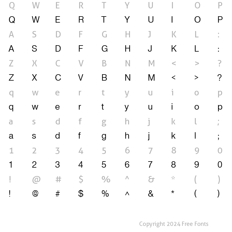 Character Map of Basic Sans SF Regular