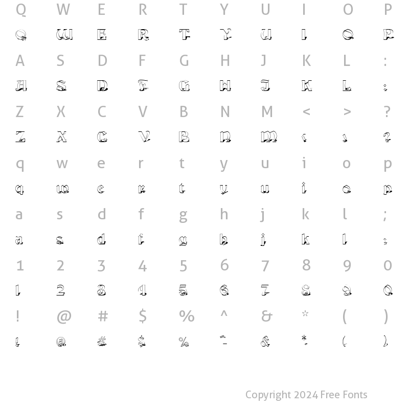 Character Map of BasilikaShadow Regular