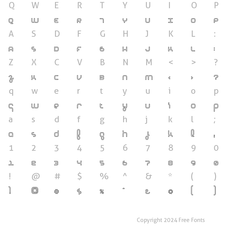 Character Map of Basis HeavyOutline Regular