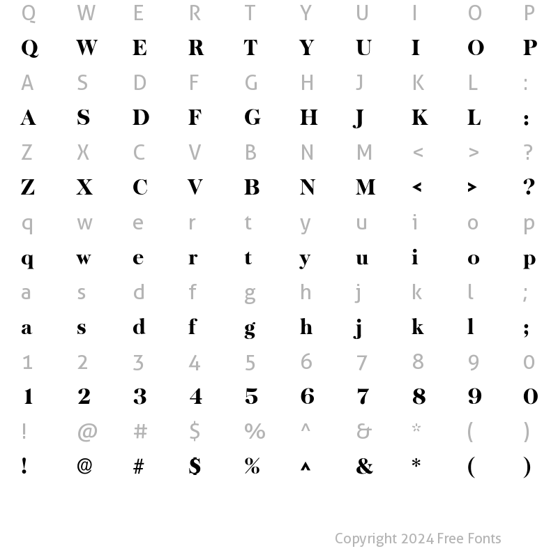 Character Map of Basker-ExtraBold Regular