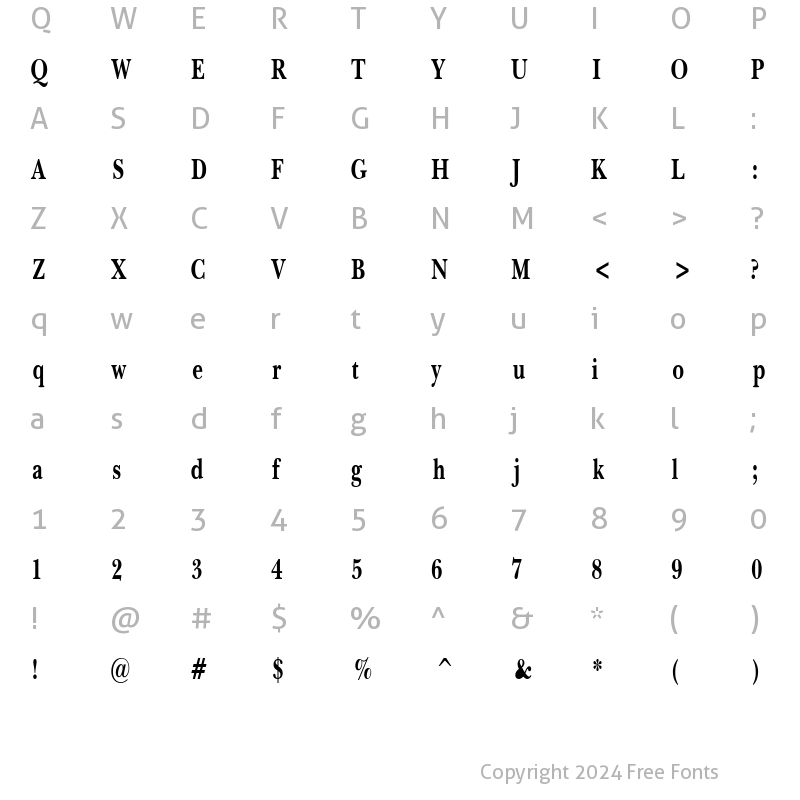 Character Map of BaskertonCondSW Bold