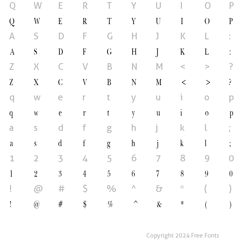 Character Map of BaskertonCondSW Regular