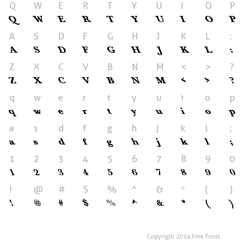 Character Map of Baskerville-Bold Extreme Lefty Regular