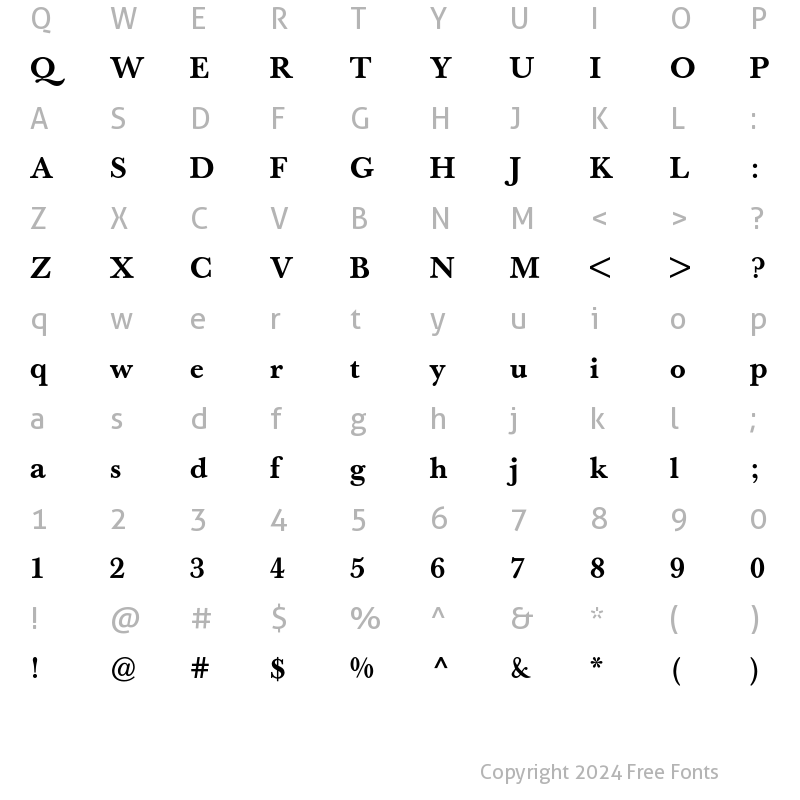 Character Map of Baskerville Book BQ Regular