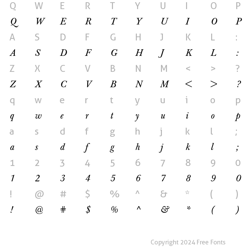 Character Map of Baskerville BQ Regular