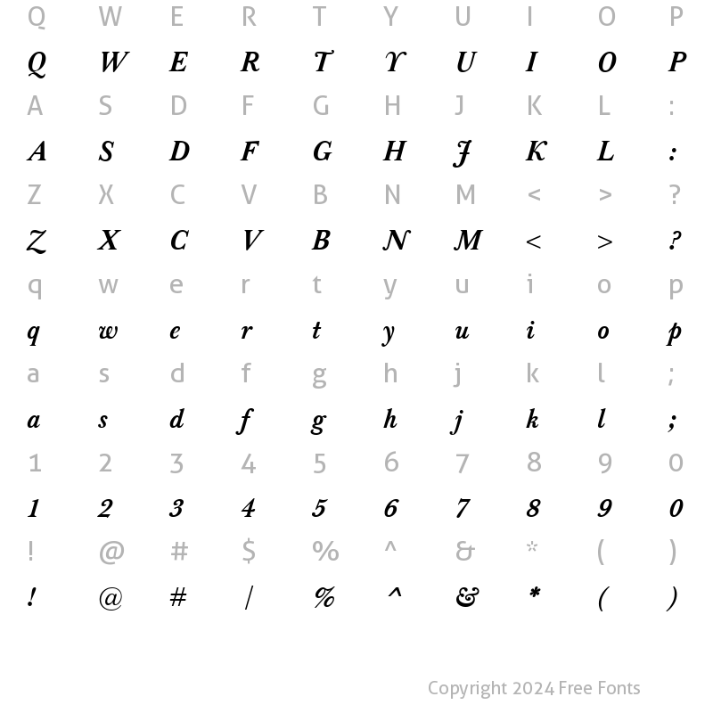 Character Map of Baskerville Classico BoldItalic