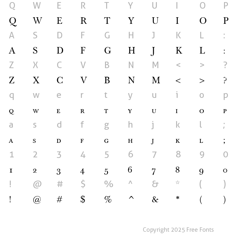 Character Map of Baskerville Classico SC Regular