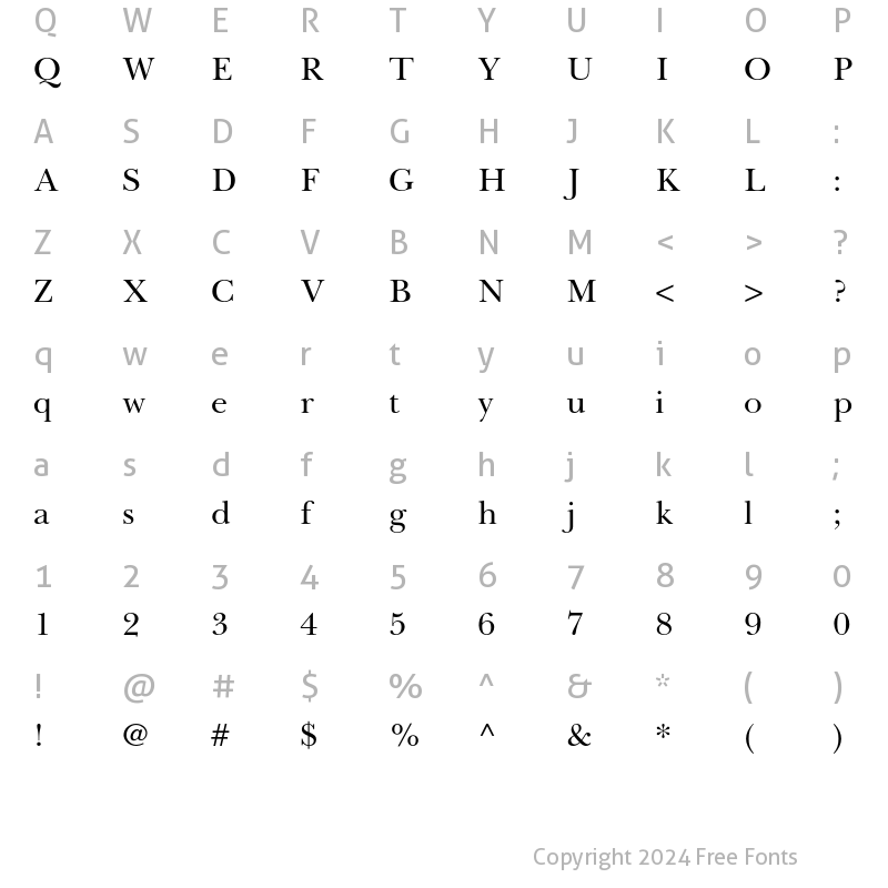 Character Map of Baskerville Cyrillic LT Std Upright