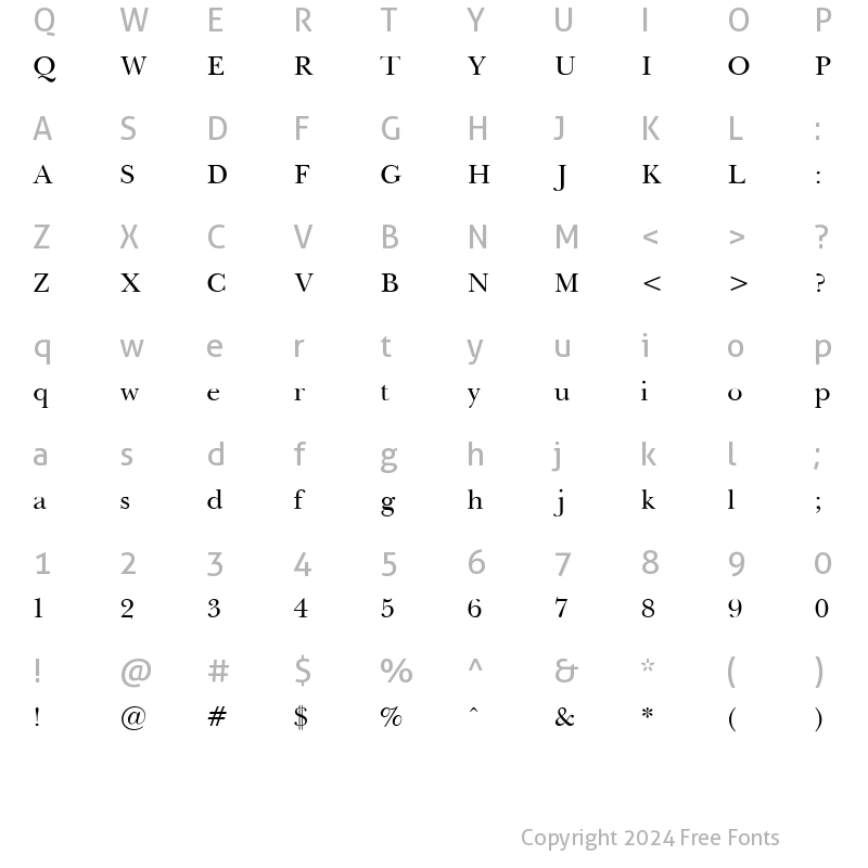 Character Map of Baskerville Light